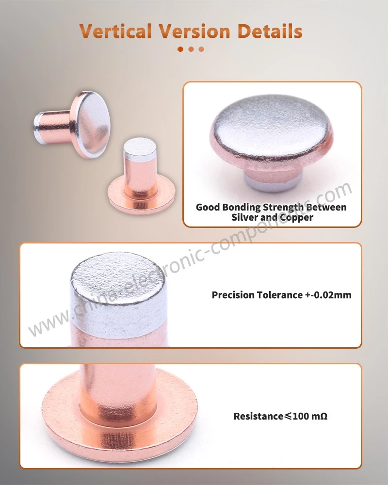 Head & Foot Silver Plated Contact Rivet Details Head & Foot Silver Plated Contact Rivet Details