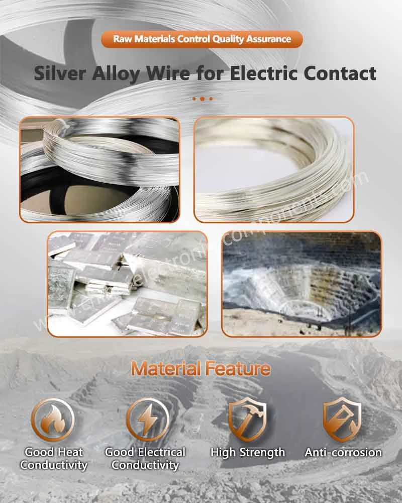 Silver Alloy Raw Material for Bimetal Rivet Contacts Silver Alloy Raw Material for Bimetal Rivet Contacts